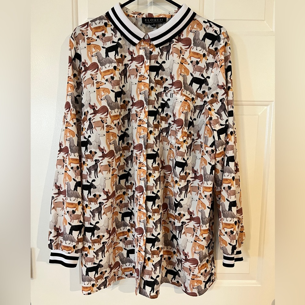 Dog print collared tunic